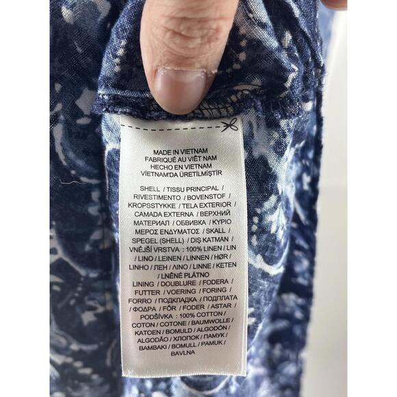 Lauren Ralph Lauren Patchwork 100% Linen Dress Women's 12 Mixed Print Western - Picture 9 of 11